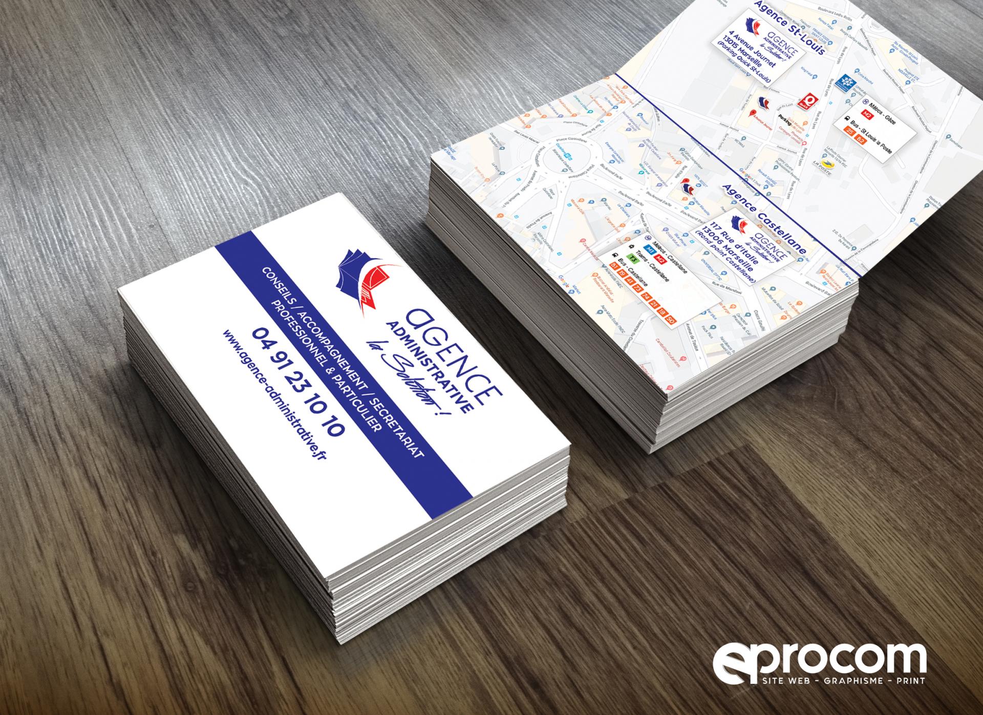 Carte de visite double 2020 agence administrative