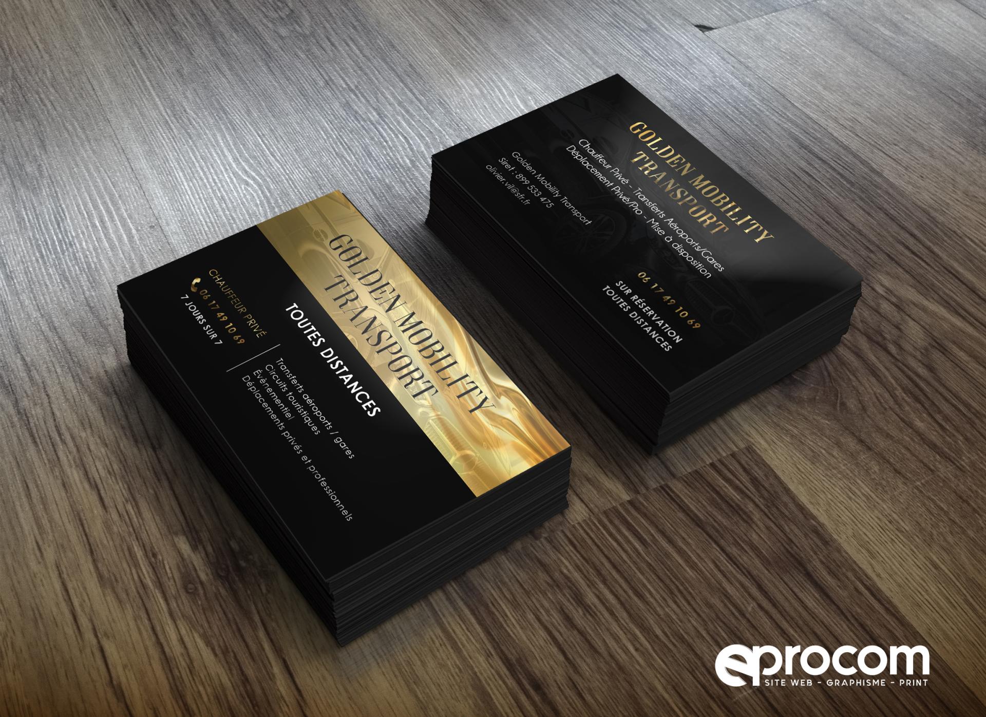 Cartes de visite golden mobility transport